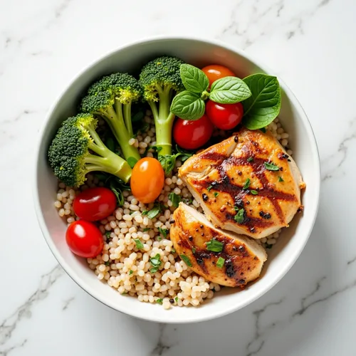 Bowl proteico com legumes frescos